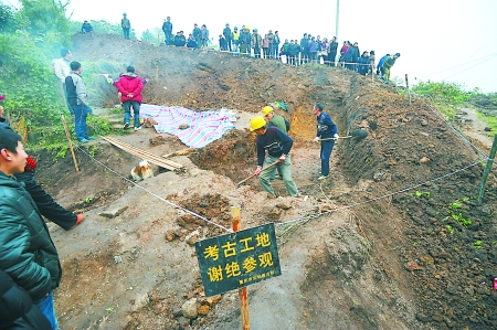 重慶大渡口工地施工 挖出明代早期精美古墓